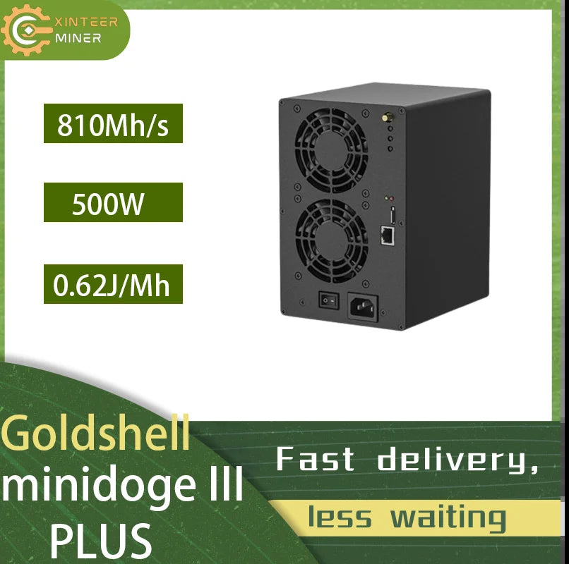 New Goldshell MINI DOGE III (PLUS) 810M 700M Doge Coin Litcoin Mining Asic Miner Crypto Hardware Quiet Home Mining Free Shipping