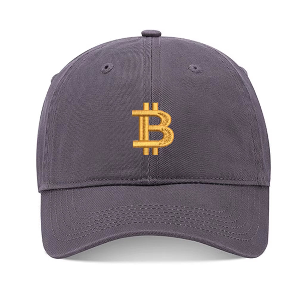 Baseball Hat Bitcoin BTC Unisex Embroidery Baseball Cap Washed Cotton Embroidered Adjustable Cap