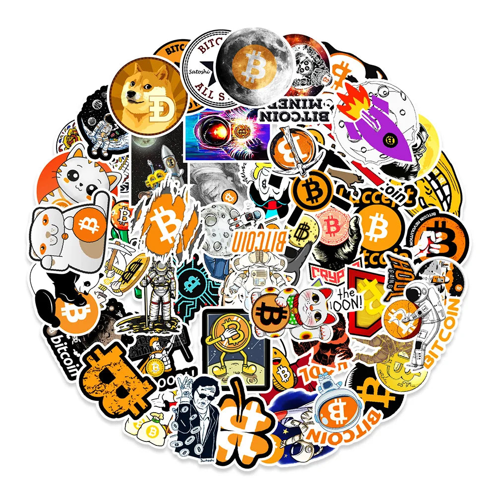 10/30/50PCS Crazy Bitcoin Graffiti Waterproof Sticker Suitcase Notebook Refrigerator Skateboard Stationery Box Watercupwholesale