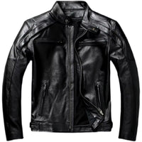 Classic Heavy Motorcycle Leather Jacket Men Genuine Cowhide Biker Clothes Bomber Leather Jacket Short Mens Leather Jacket Winter